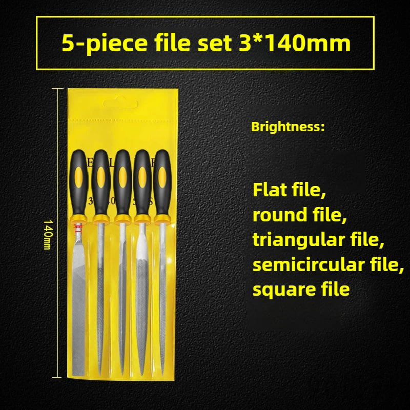Professional Fitter File Set Heavy-Duty High-Carbon Steel Coarse Tooth for Woodworking Metal Craft & Home DIY Tools Qme 3mm 140mm 5pc