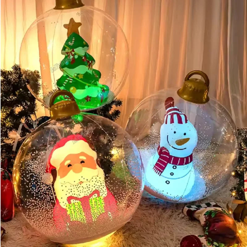 PVC inflatable transparent luminous Christmas ball 24-inch decorated Christmas indoor patio Christmas tree atmosphere ball Qme