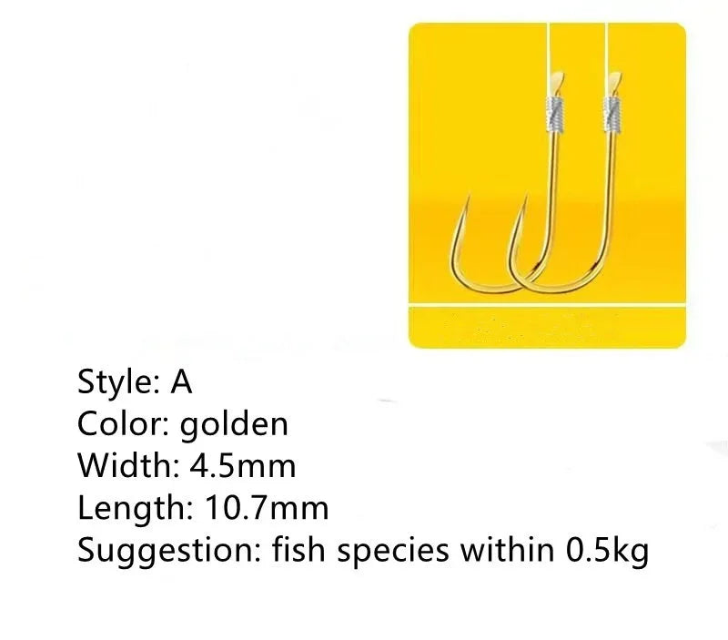 20Hook /10 Pair of New Fine Packaging Fishing Tackle Fishing Line Double Hook Manual Double Hook Fishing Tools Hook Bait Qme A