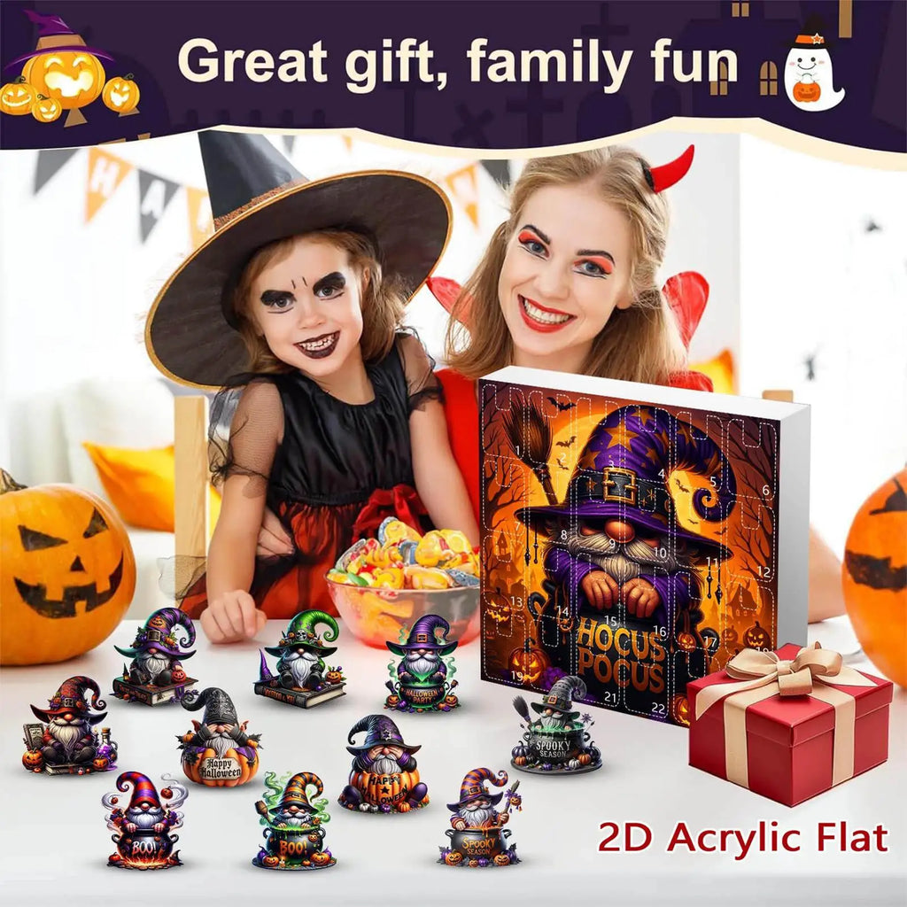 Halloween Countdown Calendar Advent 2D Acrylic Toy Figures Holiday Qme