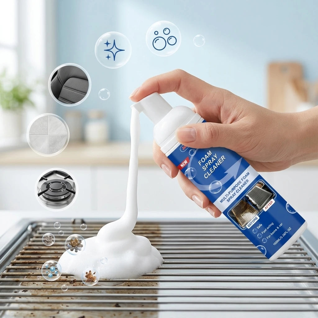 Multi-purpose Foam Cleaning Spray Remove Oil Stains Restore Surface Gloss Descaling Fast Acting No-Rinse Kitchen Foaming Cleaner Qme