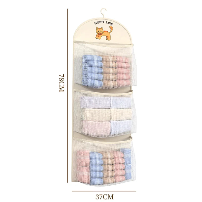 2 3Layer Large Capacity Storage Mesh Bag Underwear Socks Breathable Qme L