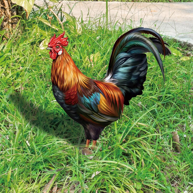 Patio Backyard Home Outdoor Decoration Garden Rooster Statue Chicken Qme