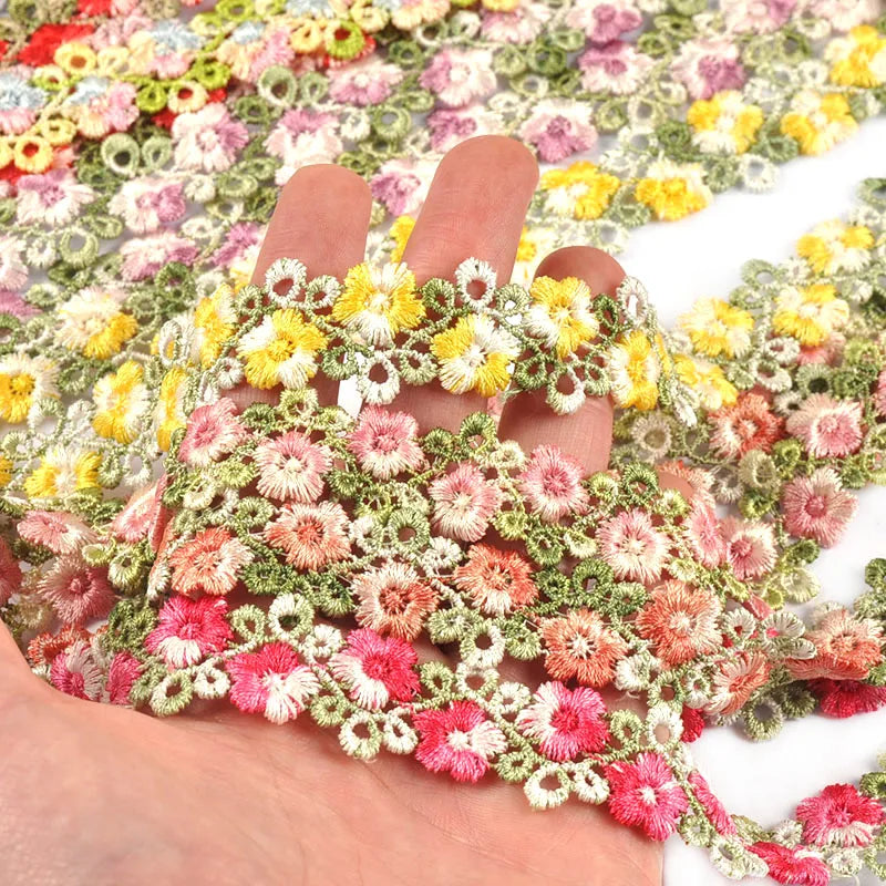 1yard 20mm Colorful Flower Lace Trim Ribbons Gift Wrapping DIY Clothing Sewing Accessories Wedding Party Decor Handmade Crafts Qme