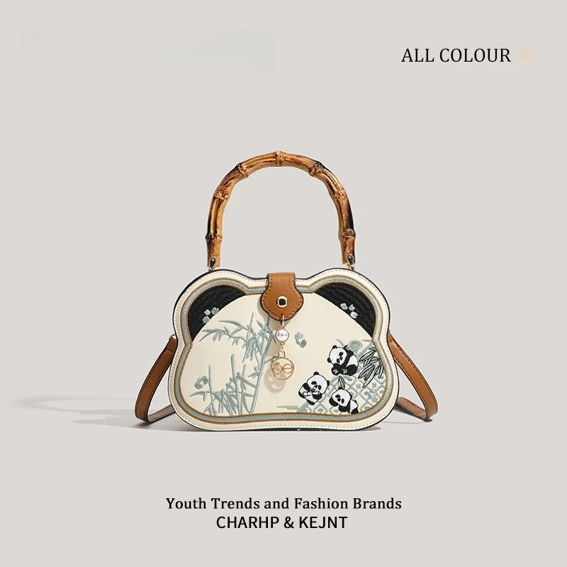 CHARHP&KEJNT Bamboo Crossbody Bag Women Cartoon Panda Pattern Qme