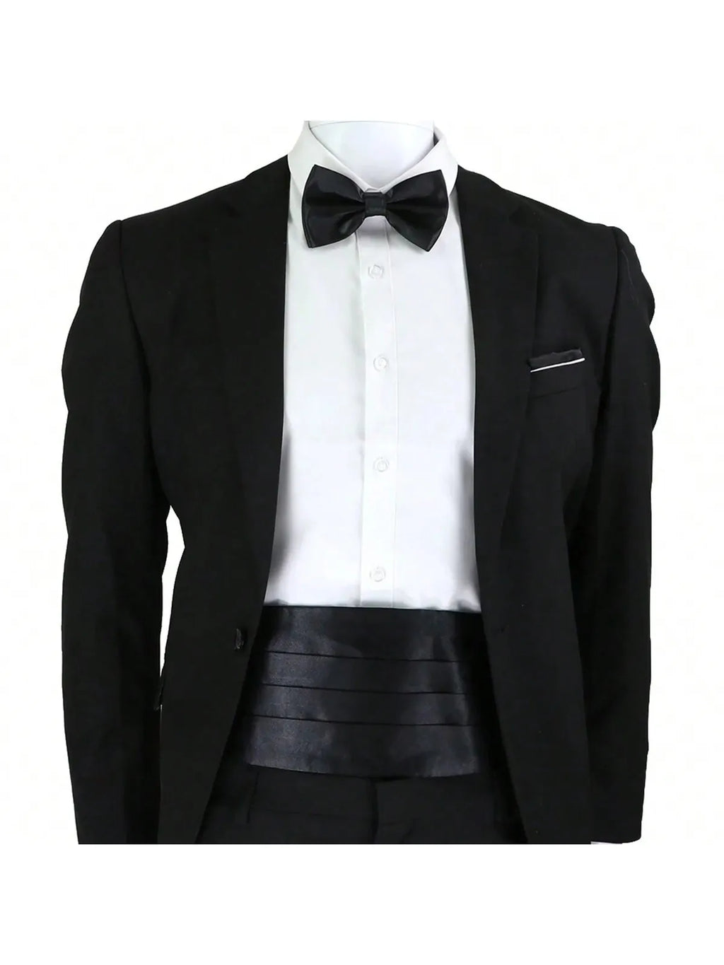 Silk Men's Classic Cummerbund Black Twill Satin Buckle Elastic Qme