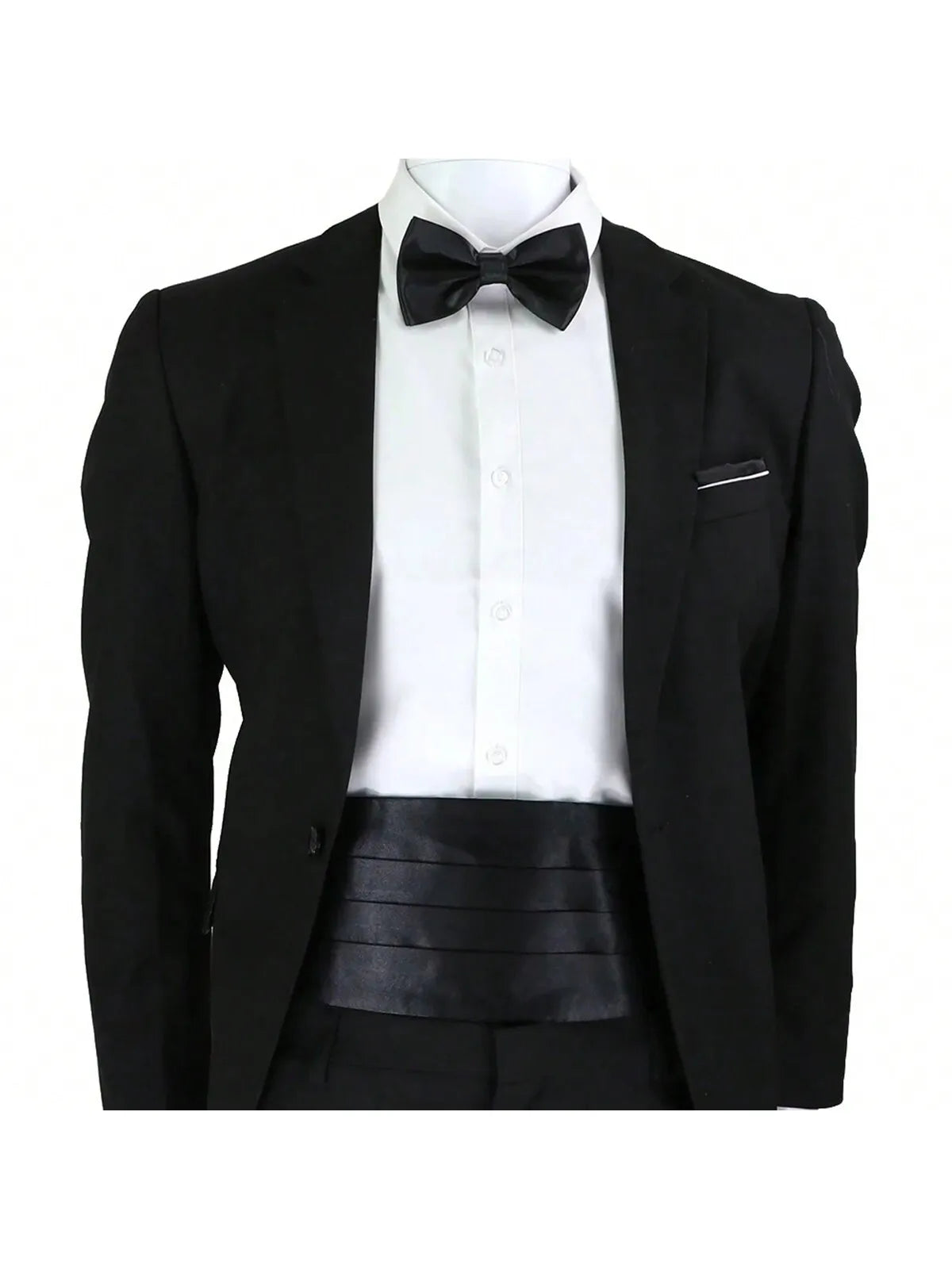 Silk Men's Classic Cummerbund Black Twill Satin Buckle Elastic Qme