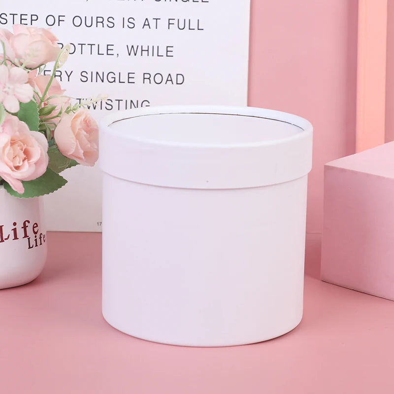 12x12cm Round Flower Box Arranged Gift Box Preserved Bouquet Elegant Box For Wedding Party Rose Flower Packaging Decoration Qme A1