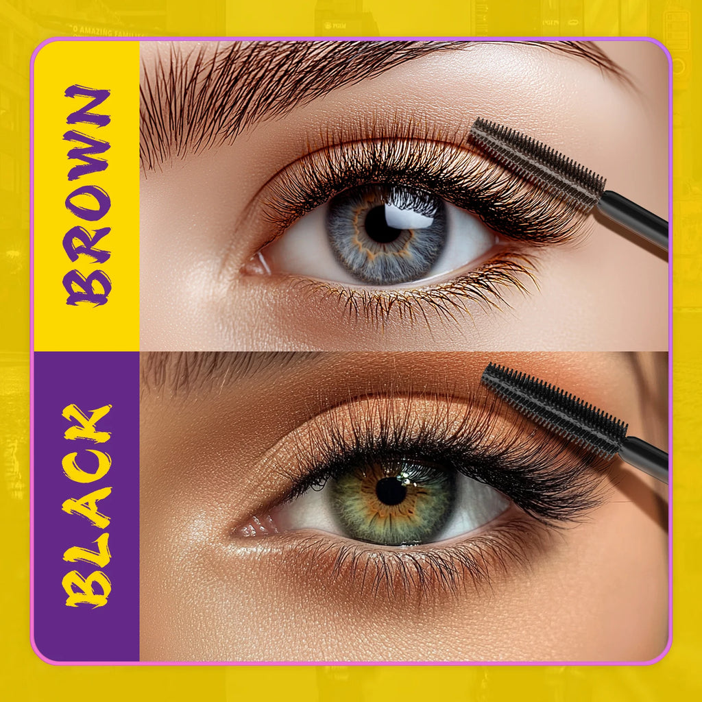 QIC 4D Black Mascara Brown Mascara Thickening, Lengthening, Curling, Waterproof Liquid Fiber Mascara. Qme