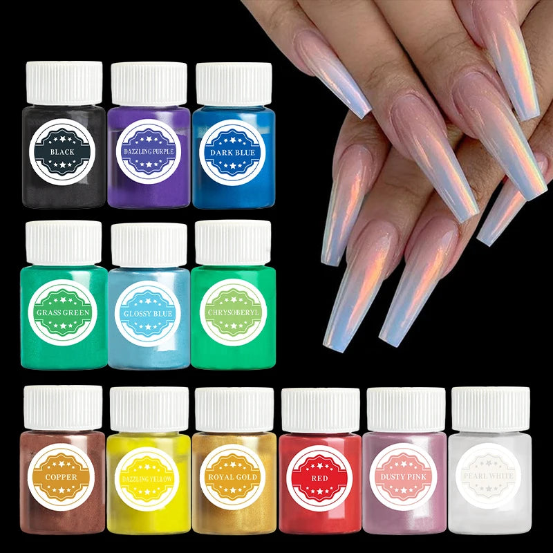 12 Colors Shimmer Mica Powder Metallic Earth Tones Vibrant Qme
