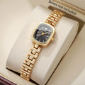 Hot Sale Women's Mini Gold Watch, Small Square Black Dial, Elegant Style Qme Gold Black No Box