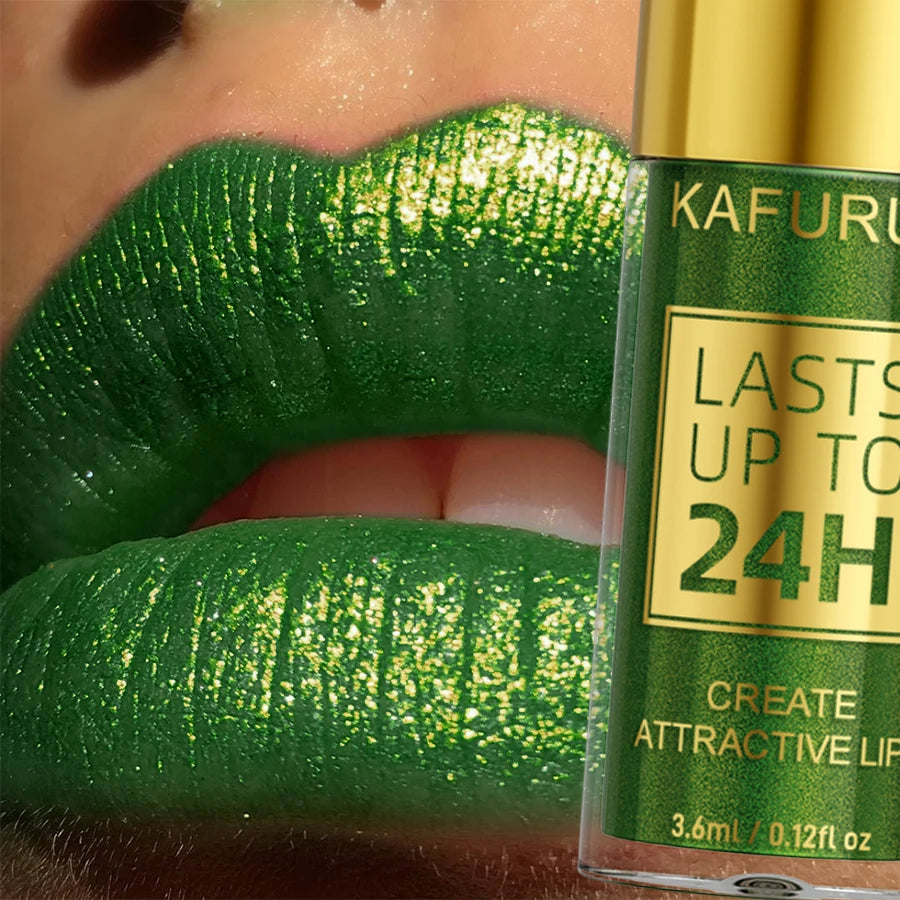 Green Glitter Lip Glaze Waterproof Long Lasting Gloss Bold&intense Qme