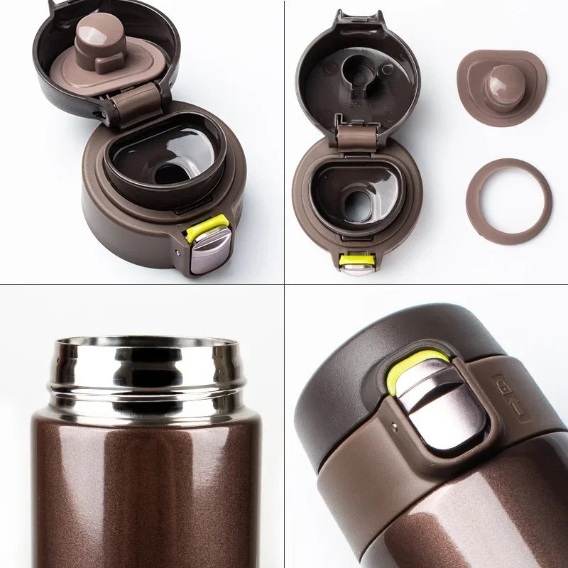 Stainless Steel Bouncing Cover Vacuum Flask Thermos Cup Coffee Tea Qme
