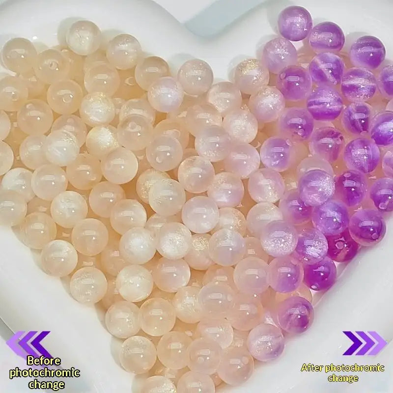10mm UV Reactive Cat Eye Resin Round Beads 10Pcs Color Shift Spacer Beads DIY Handmade Jewelry Making Accessories Charms Qme A20