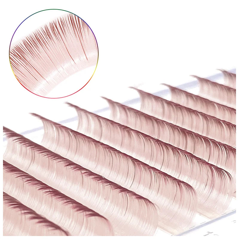 NATUHANA Colored Individual Lash Clusters Rainbow Mix 8- Soft Qme Pink Brown - Lashes D 0.07mm|8-14 Mixed