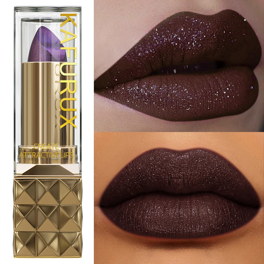 Sexy Glitter Shiny Red Lipstick Pearlescent Lip Tint Long Lasting Qme 01