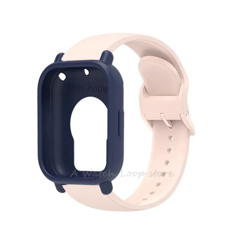 Silicone Case + Strap for Redmi Watch 5 Lite / 5 Active Repacement Bracelet Belt Smart Watchband Protective Shell Cover Qme MUP For Redmi 5 Lite