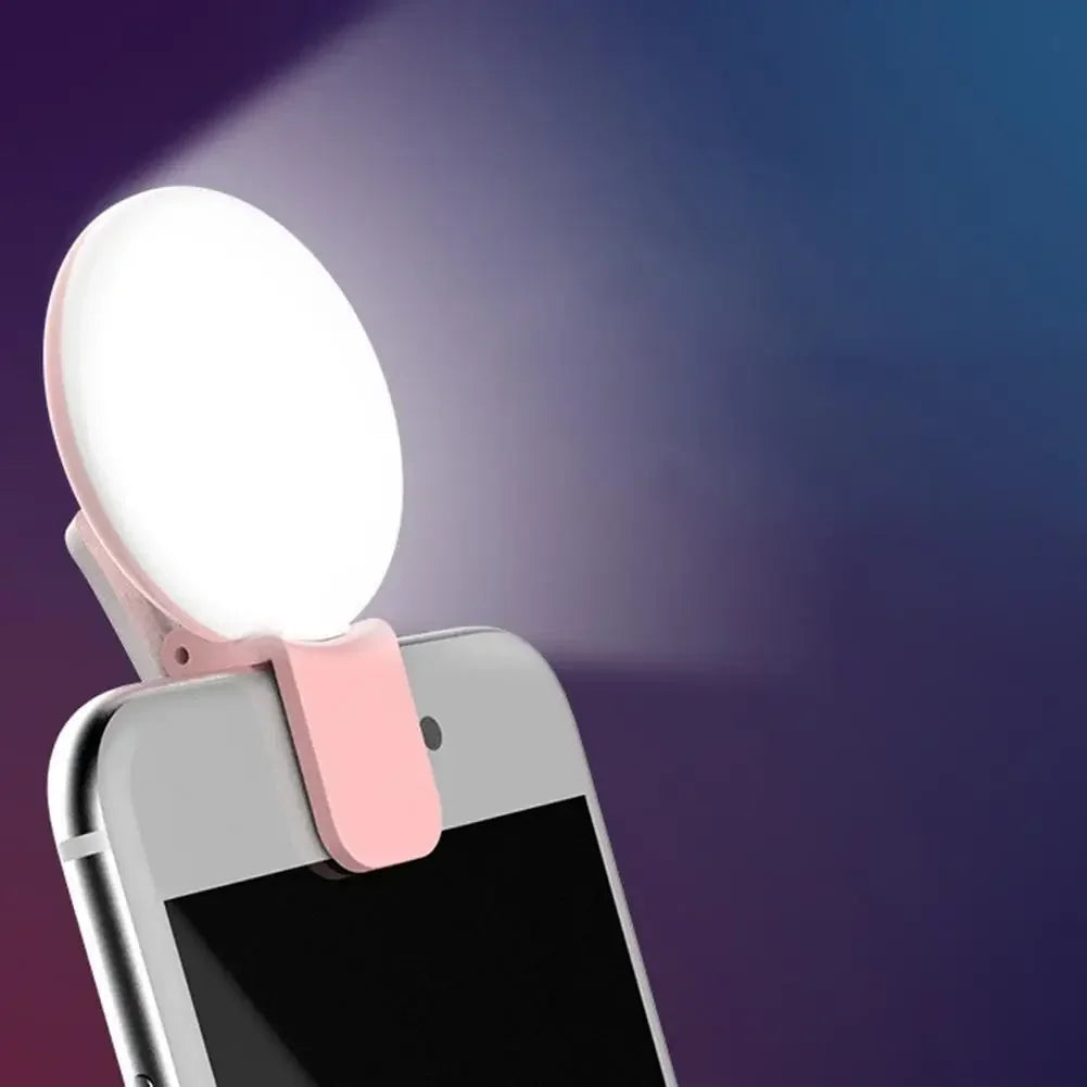 Mobile Phone LED Selfie Ring Light Portable Mini Durable Practical Three Stop Dimming Circle Photography Clip Fill Light Qme