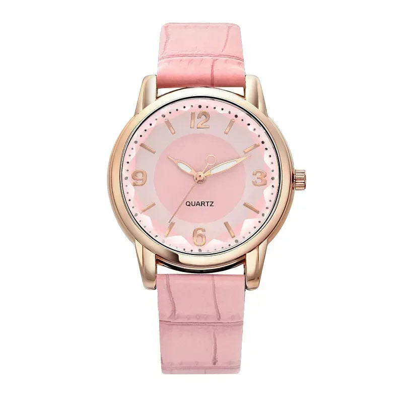 Leather Strap Ladies Watch Polygon Glass Luxury Women clocks Dial Quartz Creative Fashion Quartz Watch Qme