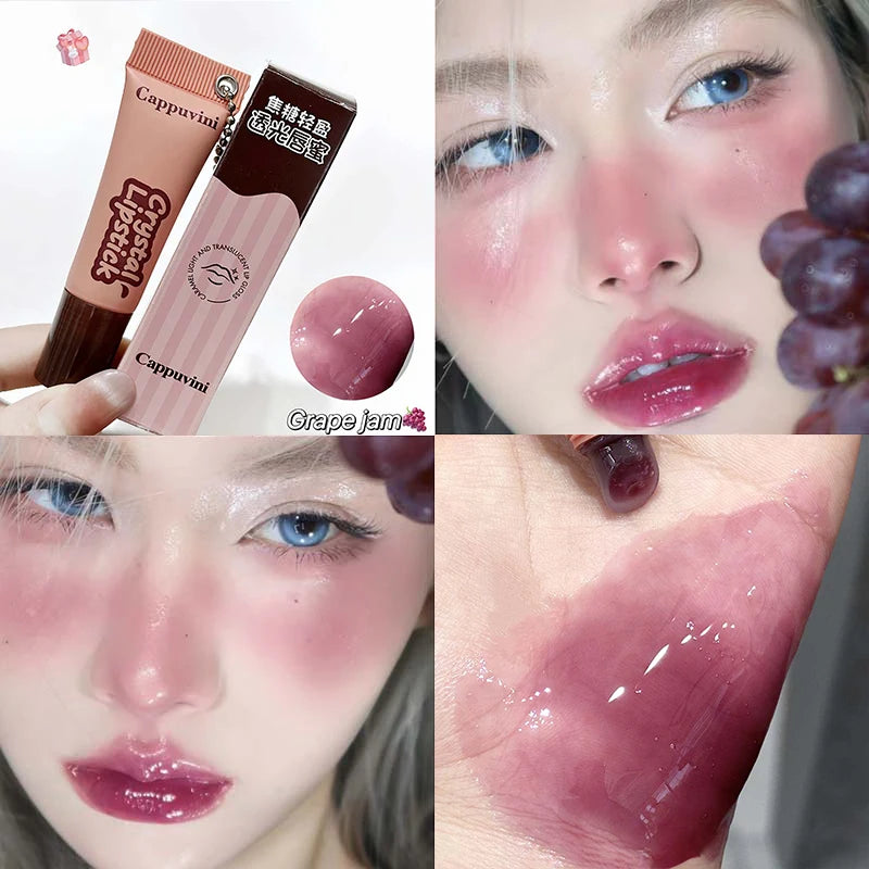 Jelly Purple Translucent Lip Gloss Hydrating Mirror Finish Lip Cream Bright Glassy Moisturizing Plumper Long Lasting Lips Makeup Qme 02
