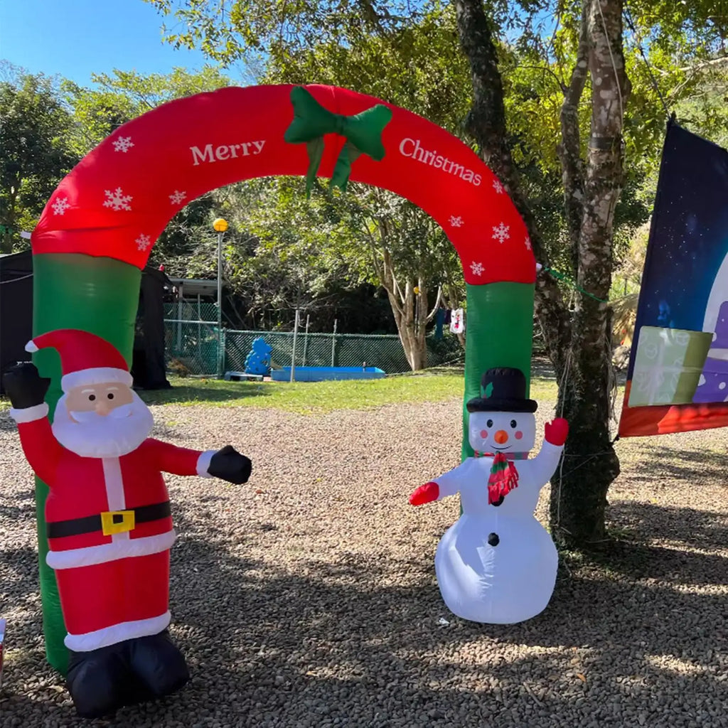 Merry Christmas Arch 7.87ft Santa Snowman Lighted Decoration Christmas Decor Arch Inflatables For Outdoor Garden Yard Pathway Qme