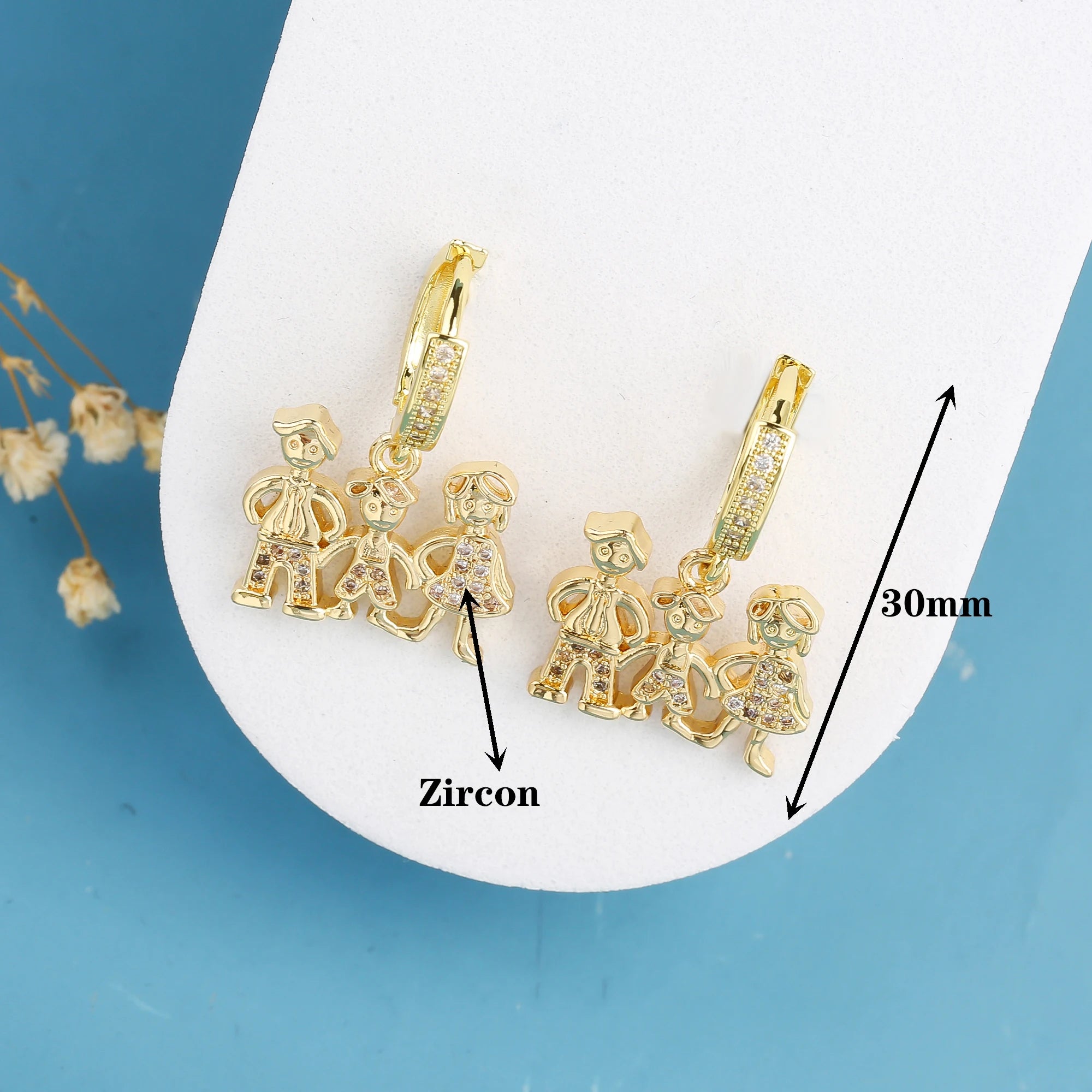 4 Style Shiny Colorful Zirconia Boys Girls Theme Character Earrings Hip Hop for Women Daily Party Crystal Jewelry Wholesale Qme
