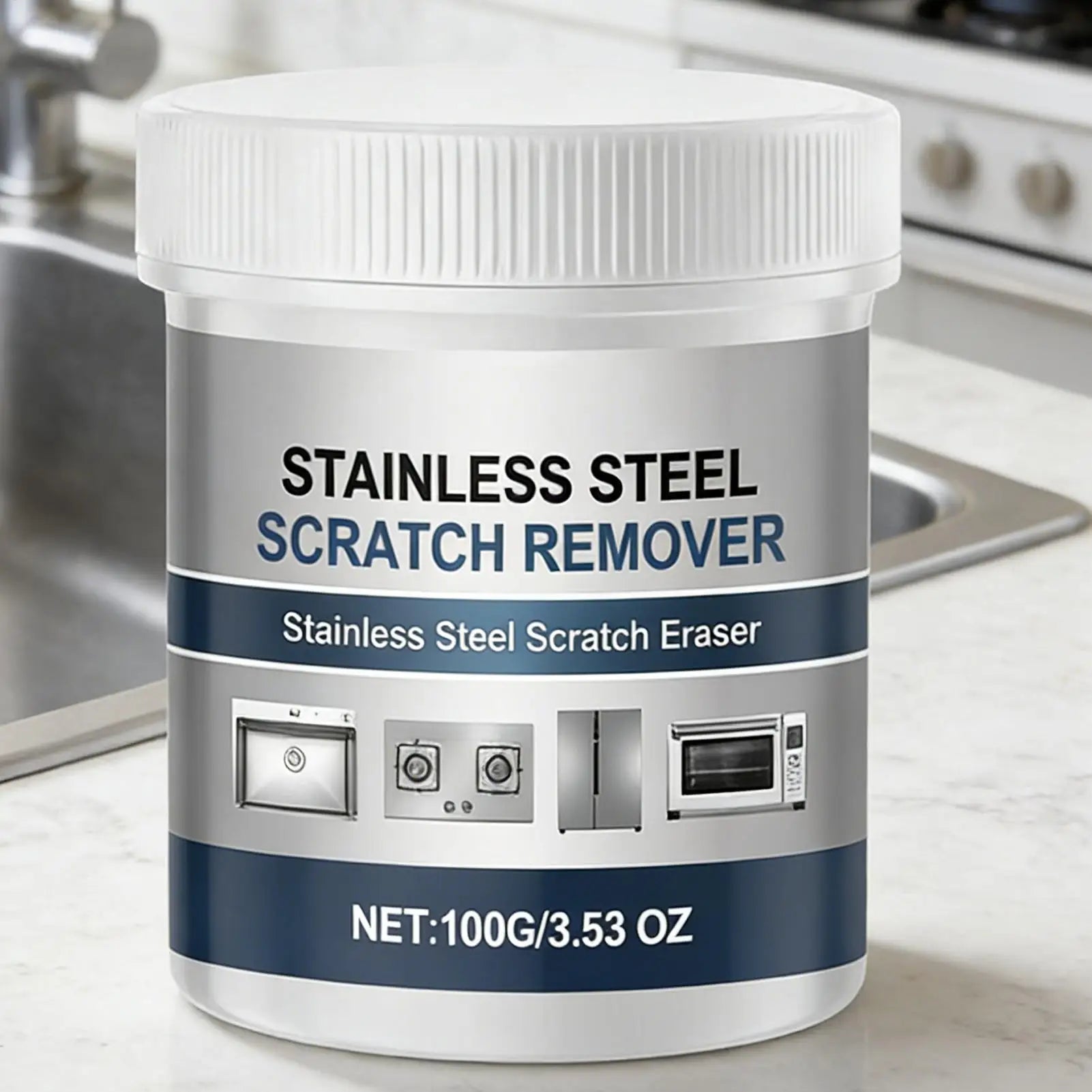 Stainless Steel Rust Remover 100g Polishing Deep Repair Stainless Steel Fridge Cleaner Paste for Fridge Stove Faucet Appliance Qme