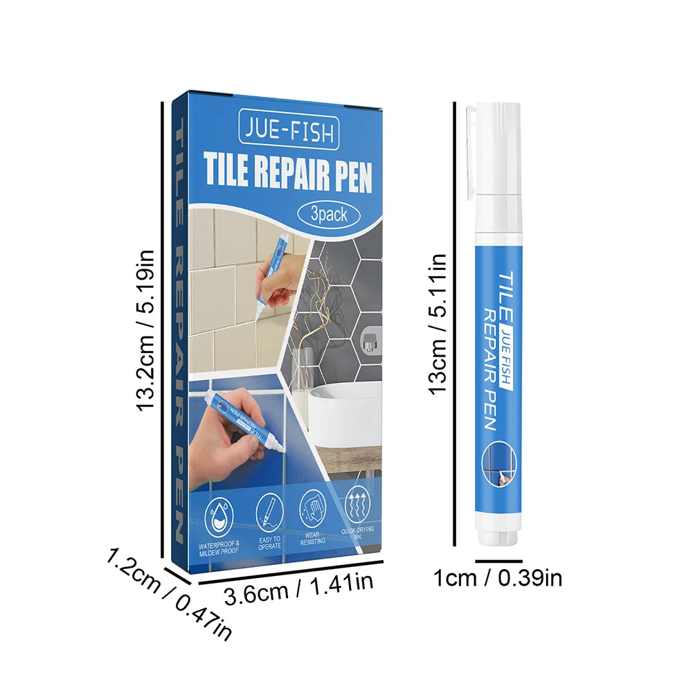 3pcs Grout Pen White Tile Paint Marker Mildew-proof Grout Filler Pen Safety Tile Repair Beauty Pen for Restoring Tile Wall Floor Qme
