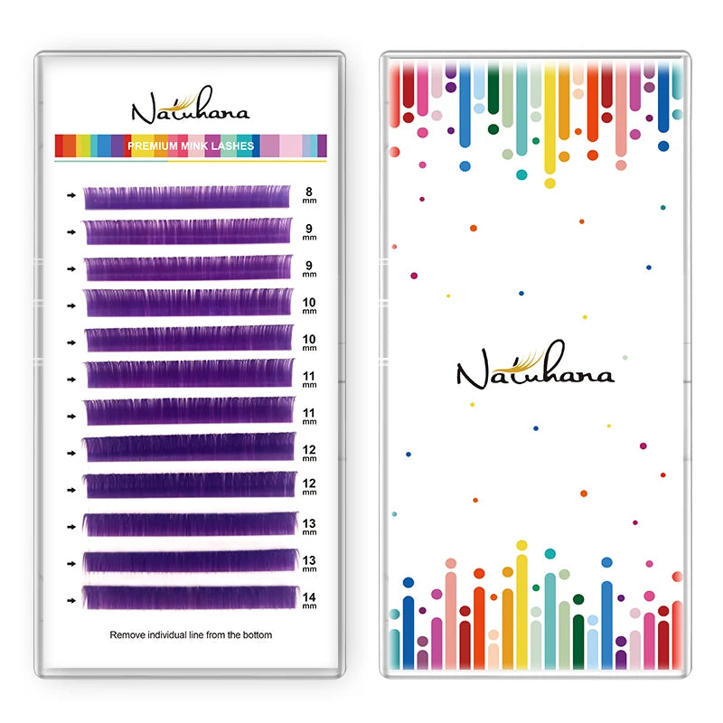 NATUHANA Individual Colored Eyelashes Natural False Mink Eyelash Qme