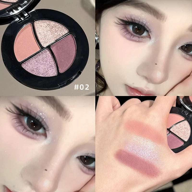 ART VALUE 4 Colors In 1 Eyeshadow Palette Glitter Pearlescent Matte Eye Shadow Shimmer Makeup Highlighter Contouring Eyeshadow Qme 02