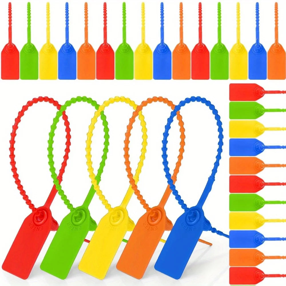 20Pcs Mixed Plastic Tamper Seals Zip Ties For Blank Security Tags Disposable Self-Locking Signage Trailer Truck Seal Tie 25Cm Qme 20PCS colour mixture