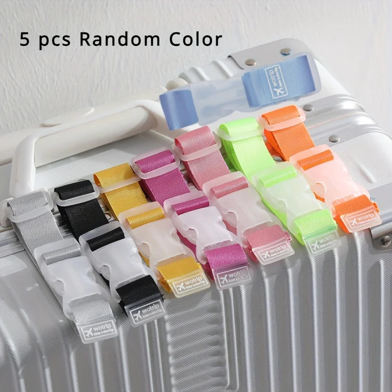 5pcs Multi-color Luggage Straps - Adjustable Buckle Design, Durable Travel Outdoor Accessories, Strong Trolley Bag Hook Shoulder Qme 5pcs random color
