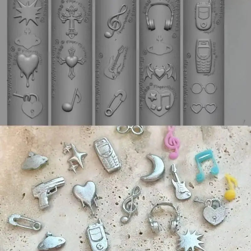 Retro Music Sweet Cool Punk 3D Silicone Nail Mold Mermaid Tail Shell Qme