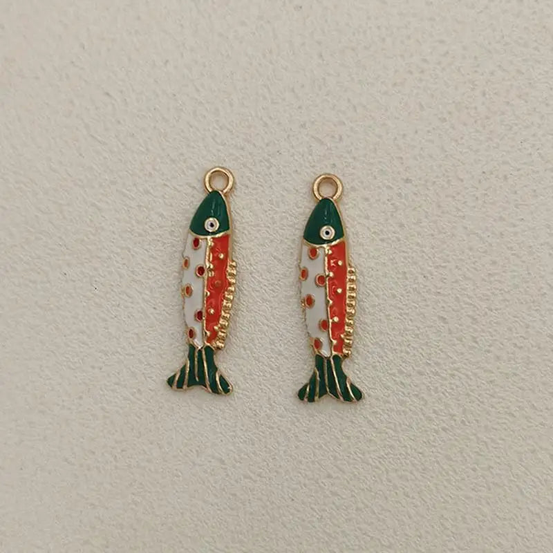 2Pcs Colorful Enamel Fish Charms Cute Design Perfect For DIY Jewelry Making Necklace Bracelet Earring Crafts Qme