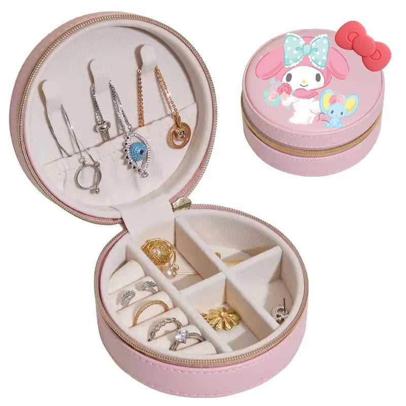 Hello Kitty Kuromi Cartoon Jewelry Box Student Ugly Fish Ring Storage Qme