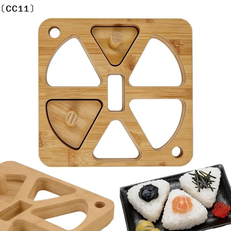 5 6 Holes Riceball Mold Classic Wooden Non Stick Sushi Press Qme