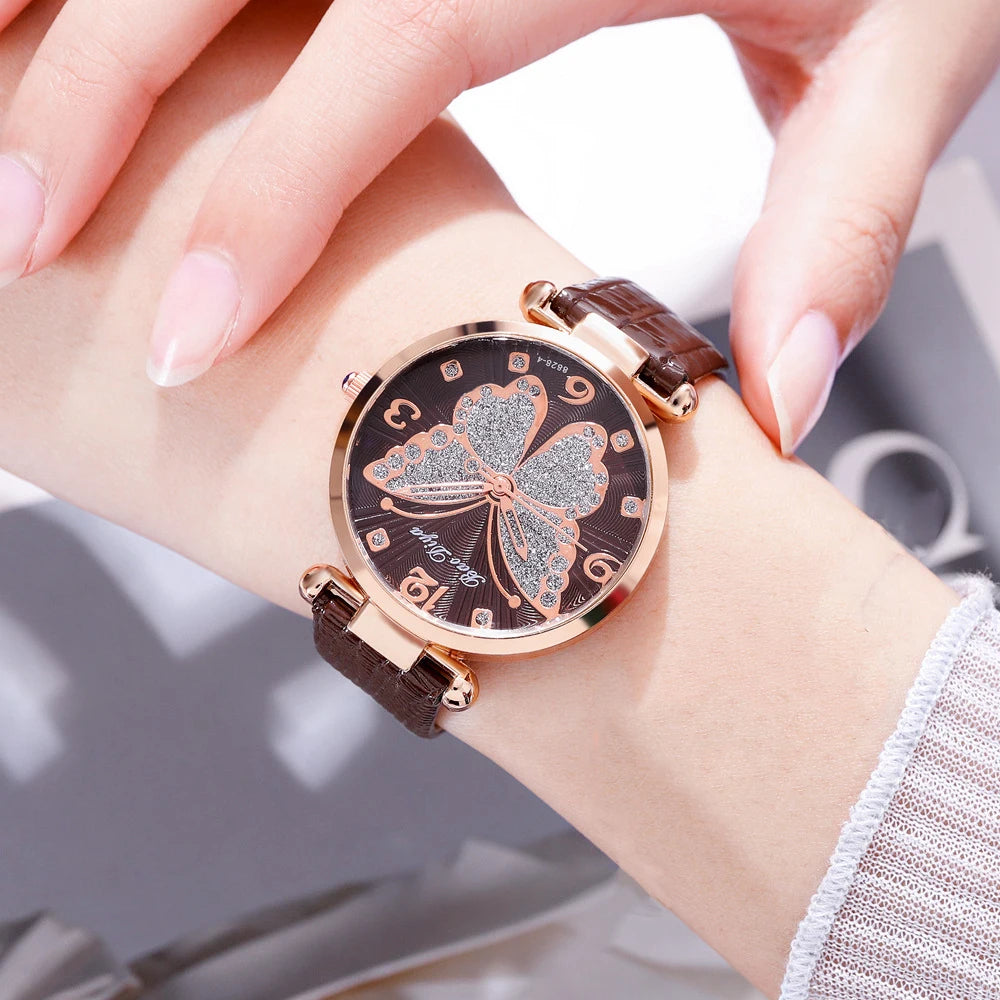 Women Leather Strap Analog Quartz Watch Men's Watch Blue Glass Belt Business Watch Ladies Wrist Watch Reloj Mujer Lady Dress Qme