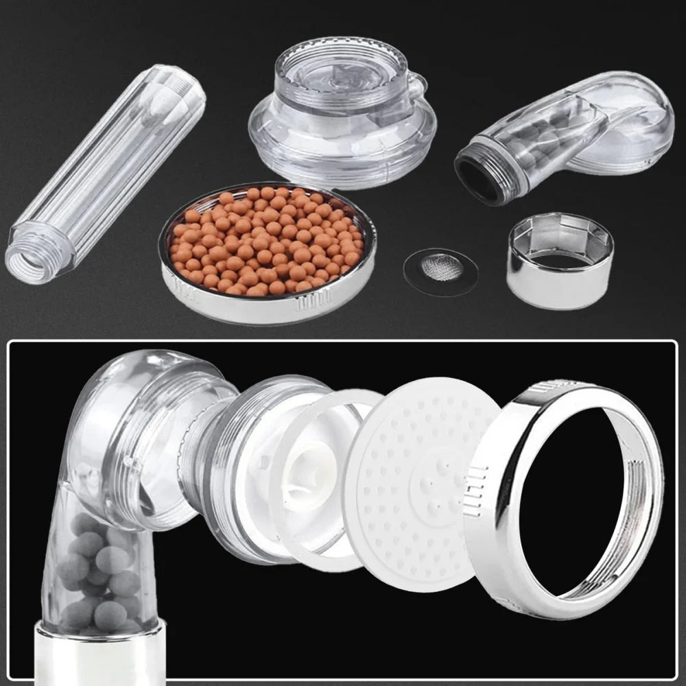 New 3-speed Shower Head High Pressure Negative Ion Water Purification Filtration Hard Water Softening Filter Shower Accessories Qme