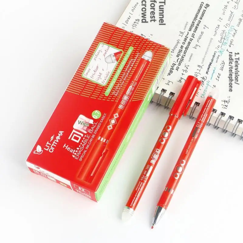 Heat Erasable Pen Gel Pens Nib Colored Smooth Writing School Office Qme Red