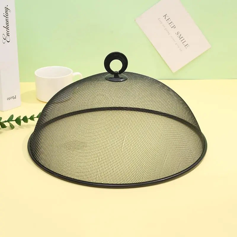 Mesh Food Cover Protective Round Shape Dish Lid Household Anti-flying Qme Black