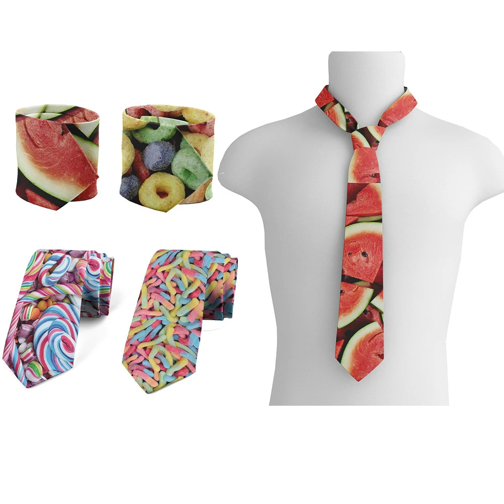 French Fries Candy Watermelon Creative Casual Tie Unisex Fashion Food Qme