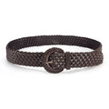 Personality Woven Weave Belt Hollow Out Round Retro Belt Wide PU Leather Bohemian Style Waistband Women Qme Coffee 70cm