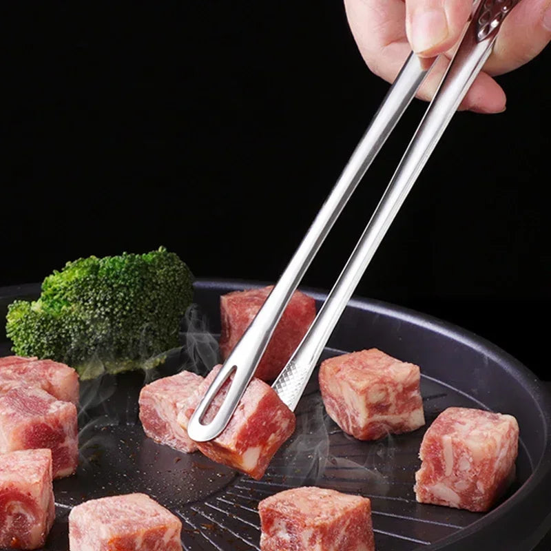 Stainless Steel Barbecue Tongs Kitchen Food Clip BBQ Grill Meat Qme