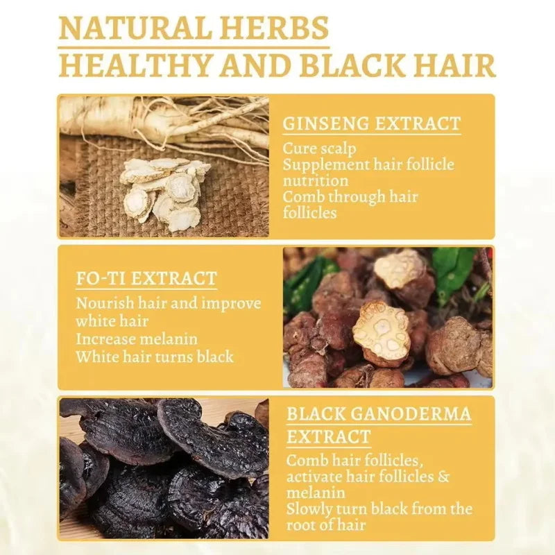 Herbal Anti-grey Treatment Hair Dye Shampoo White To Black Permanent Repair Natural Color Nourish Scalp Hair Care Products Qme