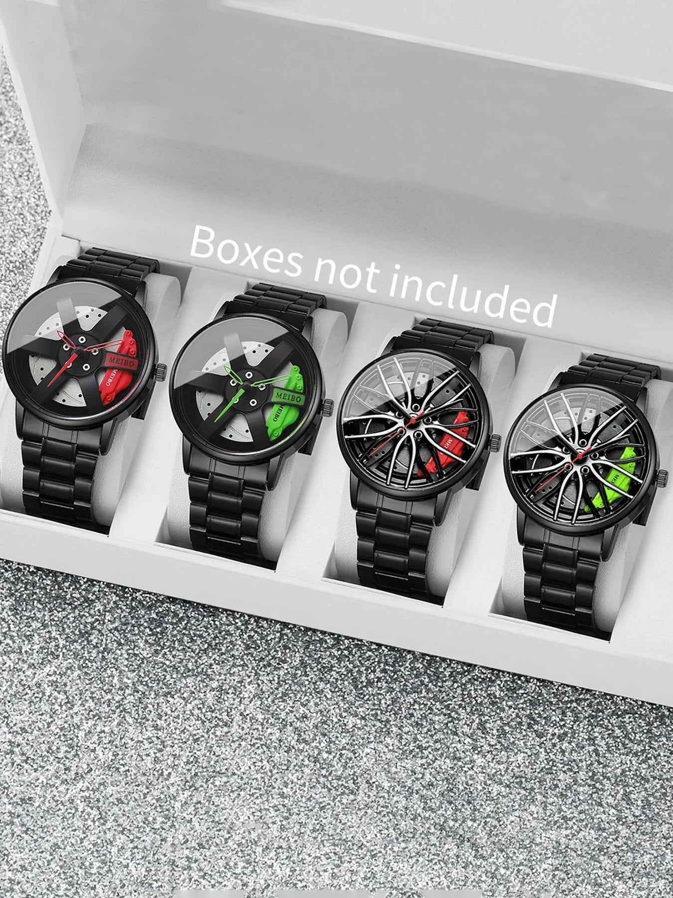 4-piece set of non mechanical wheels, trendy fully automatic quartz movement, men's watch, fashionable men's watch set Qme