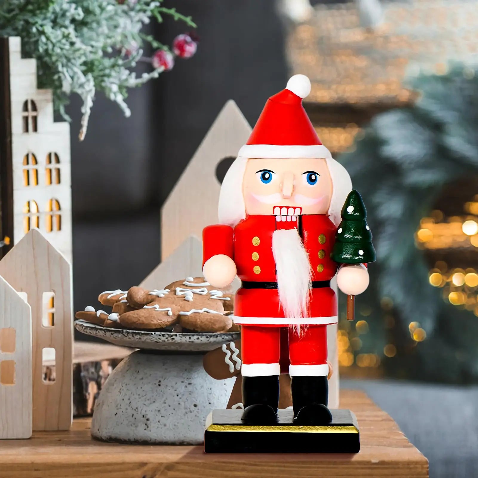 Christmas Figurines Wooden Nutcracker Tabletop Statues Christmas Decor Party Statues Table Centerpiece For Adults Children's Day Qme