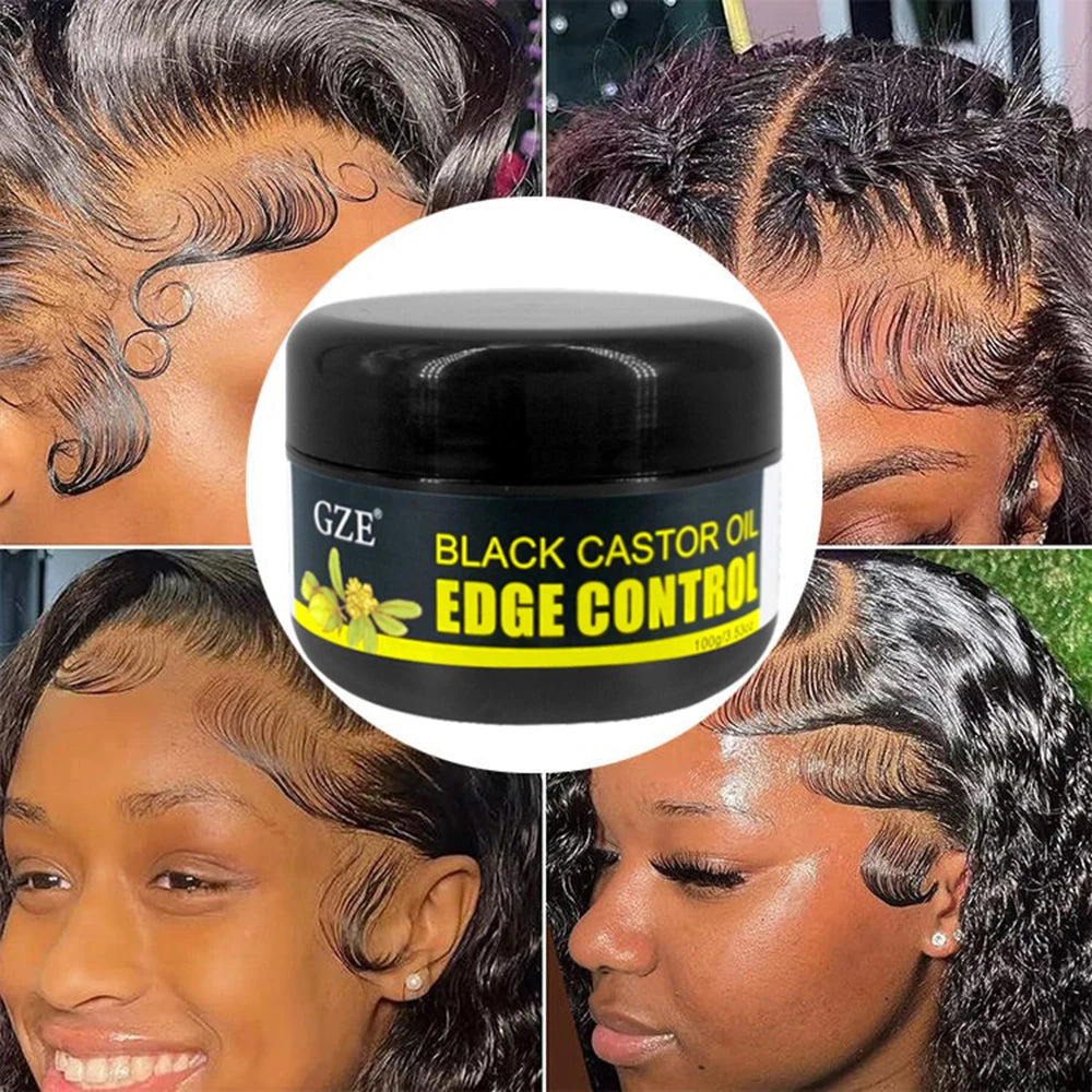 GZE African Black Castor Extra Hold Braid,Contains Black Castor Oil & Coconut Oil Edge Control, Hair Wax Gel for Women Qme