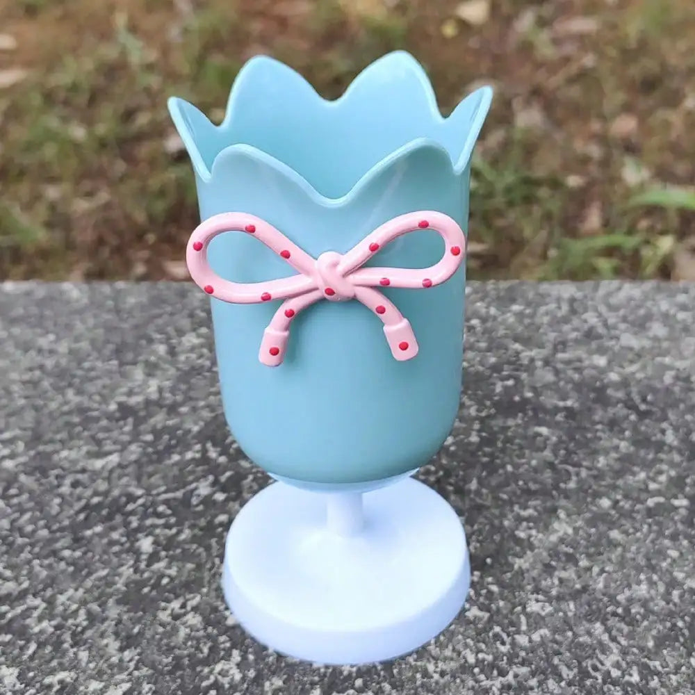 Tulip Pen Holder Desktop Cute Storage Box Student Creative Ornament Qme blue