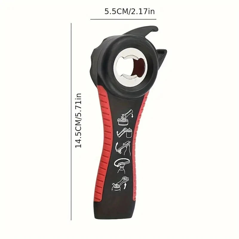 Can Opener Multi Functional Five In One Beverage Bottle Opener Cap Twister Four Position Can Opener Anti Slip Cap Twister Qme