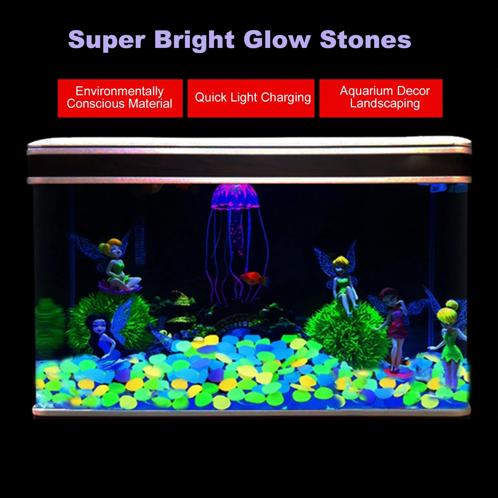 200-1000 Pcs Luminous Rock Stone Luminous Dark Garden Pebbles for Sidewalk Fish Tank Decoration, Aquariums, Fish Tanks Loom Qme